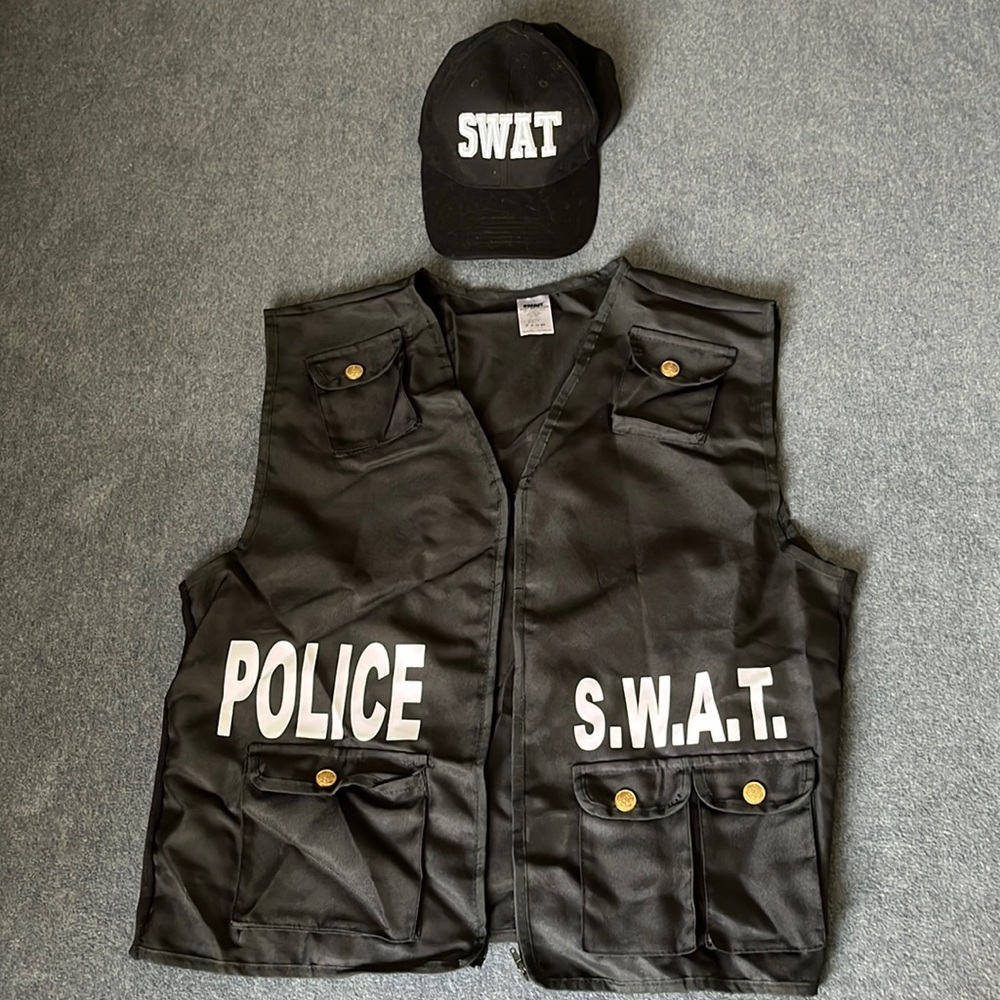 Spirit Halloween SWAT Vest and Hat Costume Set